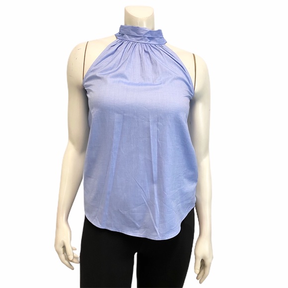 J. CREW Oxford Cotton Tie Bow Back Top Blouse 2 - Picture 2 of 7